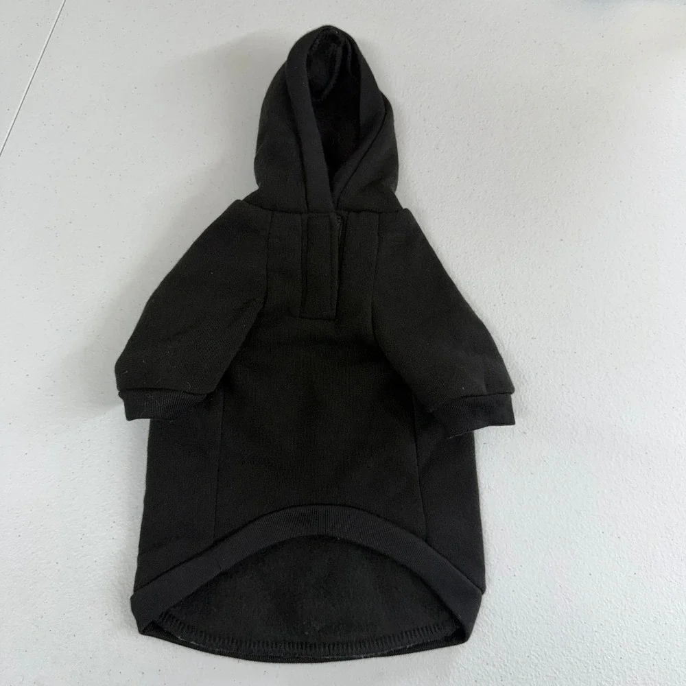 Top Paw black hooded‎ pullover fleece lined dog pet jacket sweatshirt coat